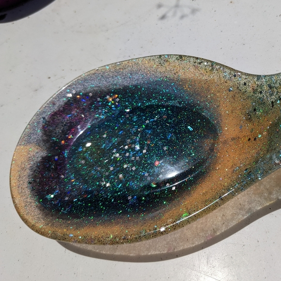 Spoon Rest Super Sparkly Food safe Epoxy Resin Handmade Art Spoon Cozy Baking - Picture 5 of 7